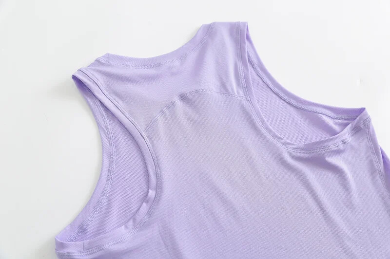 Vestă din țesătură ușoară pentru yoga cu gât rotund, cu cămașă de jogging reflectorizant, tricou sport clasic fără mâneci