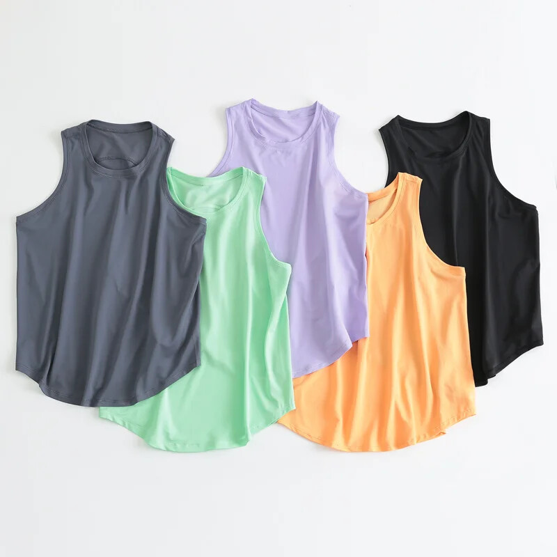 Vestă din țesătură ușoară pentru yoga cu gât rotund, cu cămașă de jogging reflectorizant, tricou sport clasic fără mâneci