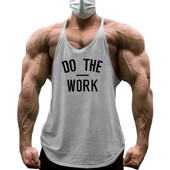 ATLIEK DARBĄ Bėgimo liemenės Vyriškos medvilninės treniruoklių salės striukės Kultūrizmas Be rankovių vienviečiai raumeniniai marškinėliai Sporto drabužiai