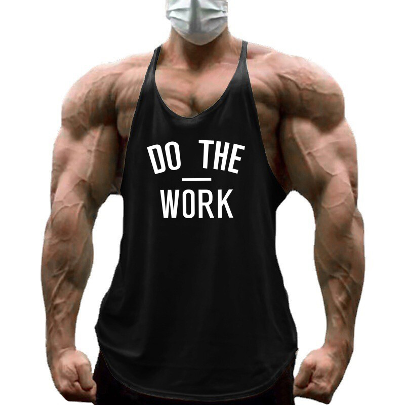 ATLIEK DARBĄ Bėgimo liemenės Vyriškos medvilninės treniruoklių salės striukės Kultūrizmas Be rankovių vienviečiai raumeniniai marškinėliai Sporto drabužiai