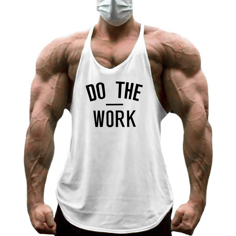 ATLIEK DARBĄ Bėgimo liemenės Vyriškos medvilninės treniruoklių salės striukės Kultūrizmas Be rankovių vienviečiai raumeniniai marškinėliai Sporto drabužiai