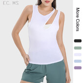 Ženska sportska majica s nepravilnim izdubljenim ramenima Brzo sušeća majica bez rukava Joga Trčanje Vježbe Dnevna tanka majica