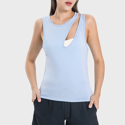 Ženska sportska majica s nepravilnim izdubljenim ramenima Brzo sušeća majica bez rukava Joga Trčanje Vježbe Dnevna tanka majica
