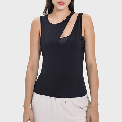 Ženska sportska majica s nepravilnim izdubljenim ramenima Brzo sušeća majica bez rukava Joga Trčanje Vježbe Dnevna tanka majica