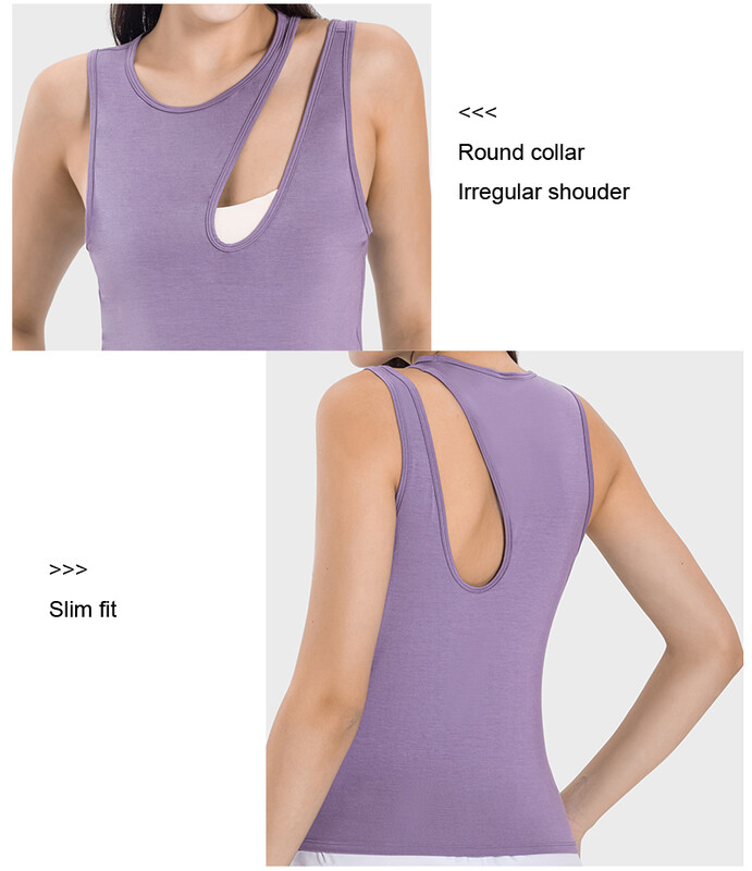 Ženska sportska majica s nepravilnim izdubljenim ramenima Brzo sušeća majica bez rukava Joga Trčanje Vježbe Dnevna tanka majica