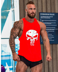 Cămașă cu craniu imprimat culturism Fitness Stringers Bărbați Tank Top Vestă de alergare Tricou de gimnastică Sport