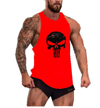 Skull printed Bodybuilding Fitness Stringers Πουκάμισο Ανδρικό φανελάκι για τρέξιμο κάτω μπλουζάκι γυμναστήριο Αθλητικό φανελάκι