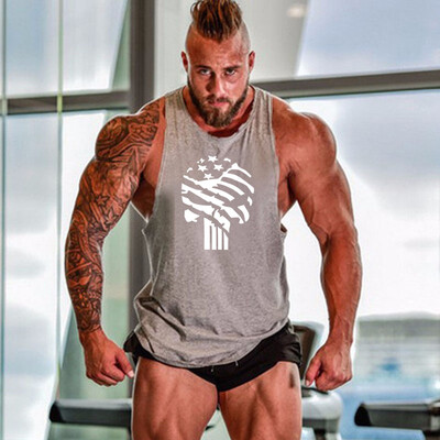 Cămașă cu craniu imprimat culturism Fitness Stringers Bărbați Tank Top Vestă de alergare Tricou de gimnastică Sport