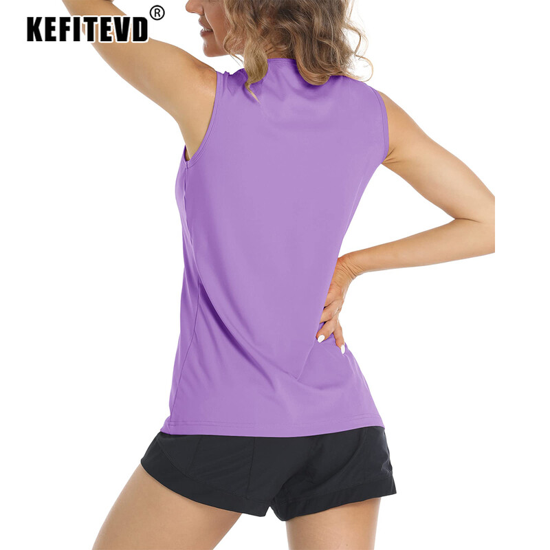 KEFITEVD Ljetni ženski prsluk za trčanje Brzosušeća lagana majica s okruglim izrezom bez rukava Atletske majice bez rukava Prsluk za fitnes i jogu za teretanu