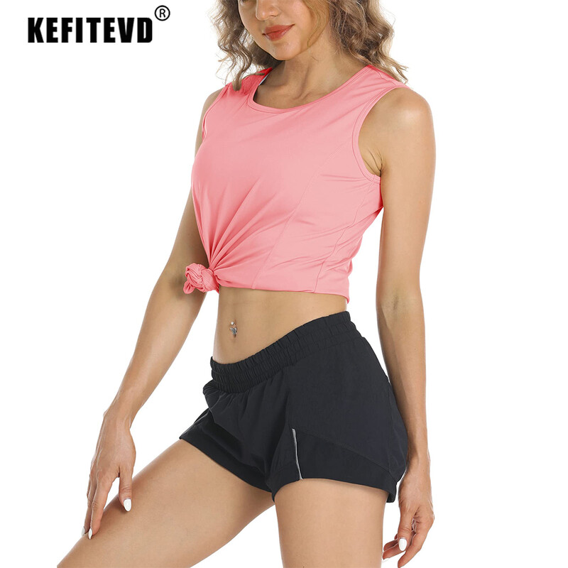 KEFITEVD Ljetni ženski prsluk za trčanje Brzosušeća lagana majica s okruglim izrezom bez rukava Atletske majice bez rukava Prsluk za fitnes i jogu za teretanu
