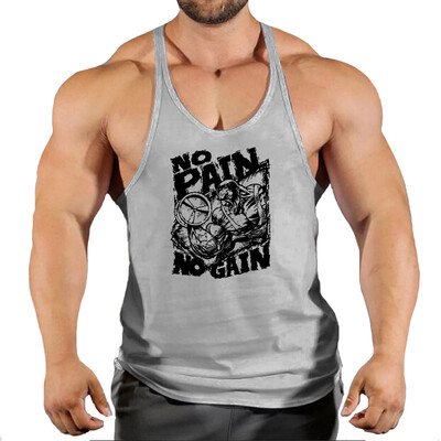 2024 Noul Bodybuilding Stringer Tank Tops Bărbați Anime amuzant de vară Îmbrăcăminte vestă de alergare Îmbrăcăminte de fitness Maiuri de gimnastică din bumbac