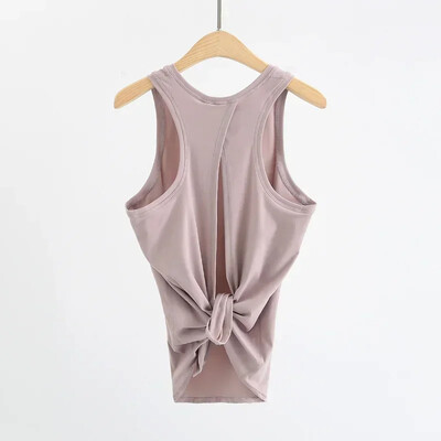 Top tanc de yoga atletic super moale, ușoare, femei, spate, deschis, simplu, sport, vestă de fitness, îmbrăcăminte largi, din nailon, pentru antrenament.