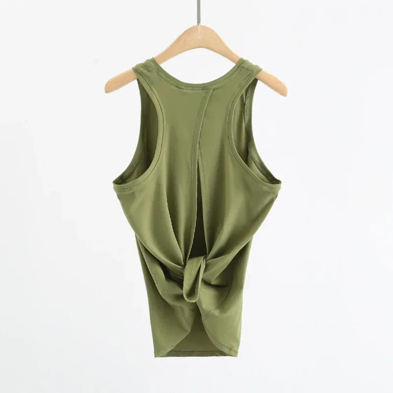 Top tanc de yoga atletic super moale, ușoare, femei, spate, deschis, simplu, sport, vestă de fitness, îmbrăcăminte largi, din nailon, pentru antrenament.
