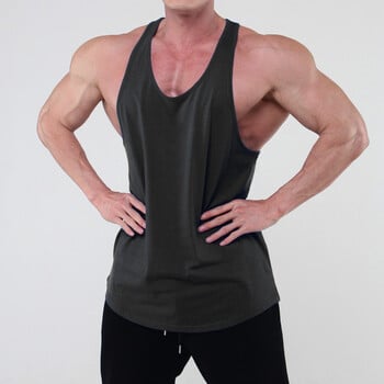 Running Tank Top Ανδρικό καλοκαιρινό αθλητικό γιλέκο γυμναστικής Βαμβακερό προπόνηση με φανελάκι γυμναστικής εσώρουχο Man Fitness Καθαρό χρώμα Αμάνικο μπλουζάκια