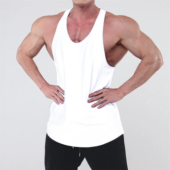 Running Tank Top Ανδρικό καλοκαιρινό αθλητικό γιλέκο γυμναστικής Βαμβακερό προπόνηση με φανελάκι γυμναστικής εσώρουχο Man Fitness Καθαρό χρώμα Αμάνικο μπλουζάκια