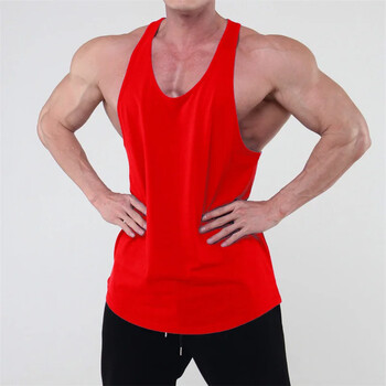 Running Tank Top Ανδρικό καλοκαιρινό αθλητικό γιλέκο γυμναστικής Βαμβακερό προπόνηση με φανελάκι γυμναστικής εσώρουχο Man Fitness Καθαρό χρώμα Αμάνικο μπλουζάκια