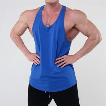 Running Tank Top Ανδρικό καλοκαιρινό αθλητικό γιλέκο γυμναστικής Βαμβακερό προπόνηση με φανελάκι γυμναστικής εσώρουχο Man Fitness Καθαρό χρώμα Αμάνικο μπλουζάκια