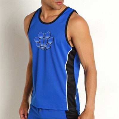 Vīriešu tīklveida suņu ķepas SexyMan Play guļamveļa Muskuļu vingrošanas veste Kultūrisms Bezpiedurkņu krekls Singlets RT Fitnesa Apģērbs