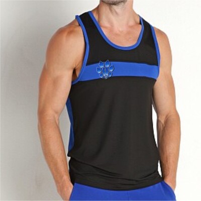 Vīriešu tīklveida suņu ķepas SexyMan Play guļamveļa Muskuļu vingrošanas veste Kultūrisms Bezpiedurkņu krekls Singlets RT Fitnesa Apģērbs