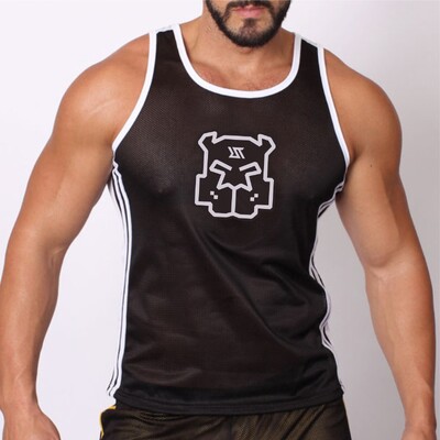 Maieu din plasă pentru bărbați SexyMan Play Lenjerie de noapte Vestă pentru gimnastică musculară Cămașă fără mâneci Culturism Maiote de fitness Îmbrăcăminte RT