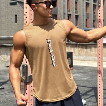 2024 Άνδρες Tank top Gym Mesh ventilation Workout Fitness Bodybuilding ρούχα αμάνικο πουκάμισο Αθλητικό μονό γιλέκο ανδρικό κάτω μπλουζάκι