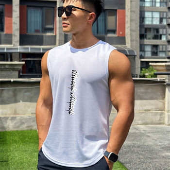 2024 Άνδρες Tank top Gym Mesh ventilation Workout Fitness Bodybuilding ρούχα αμάνικο πουκάμισο Αθλητικό μονό γιλέκο ανδρικό κάτω μπλουζάκι