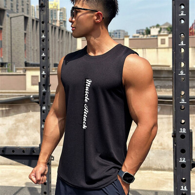 2024 Bărbați Tank top Gym Mesh ventilație Antrenament Fitness Culturism cămașă fără mâneci îmbrăcăminte Sport Singlet vesta bărbați Tricou