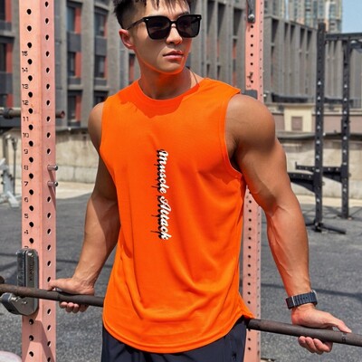 2024 Bărbați Tank top Gym Mesh ventilație Antrenament Fitness Culturism cămașă fără mâneci îmbrăcăminte Sport Singlet vesta bărbați Tricou