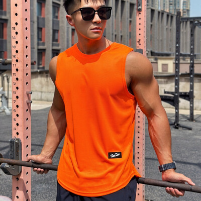 2024 Bărbați Tank top Gym Mesh ventilație Antrenament Fitness Culturism cămașă fără mâneci îmbrăcăminte Sport Singlet vesta bărbați Tricou