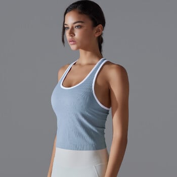 Νέο Yoga Racerback Tank Top Στενό Γυμναστήριο για τρέξιμο Quick Dry Αθλητικό γιλέκο γρήγορου στεγνώματος Active Wear Slim Top Γυναικείο μονό μπλουζάκι