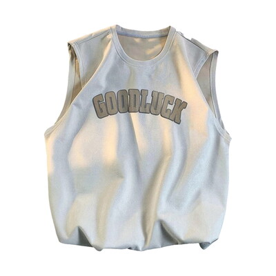 Smaga zamšādas veste vīriešu vasaras augstākās klases sajūta smuki skaists gadījuma brīvs sporta T-krekls vīriešu apģērbs bez piedurknēm