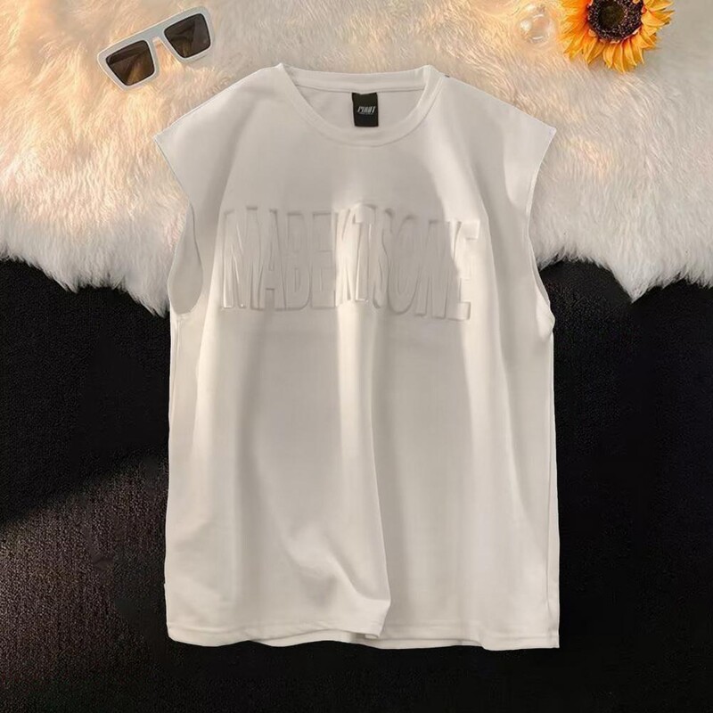 Smaga zamšādas veste vīriešu vasaras augstākās klases sajūta smuki skaists gadījuma brīvs sporta T-krekls vīriešu apģērbs bez piedurknēm