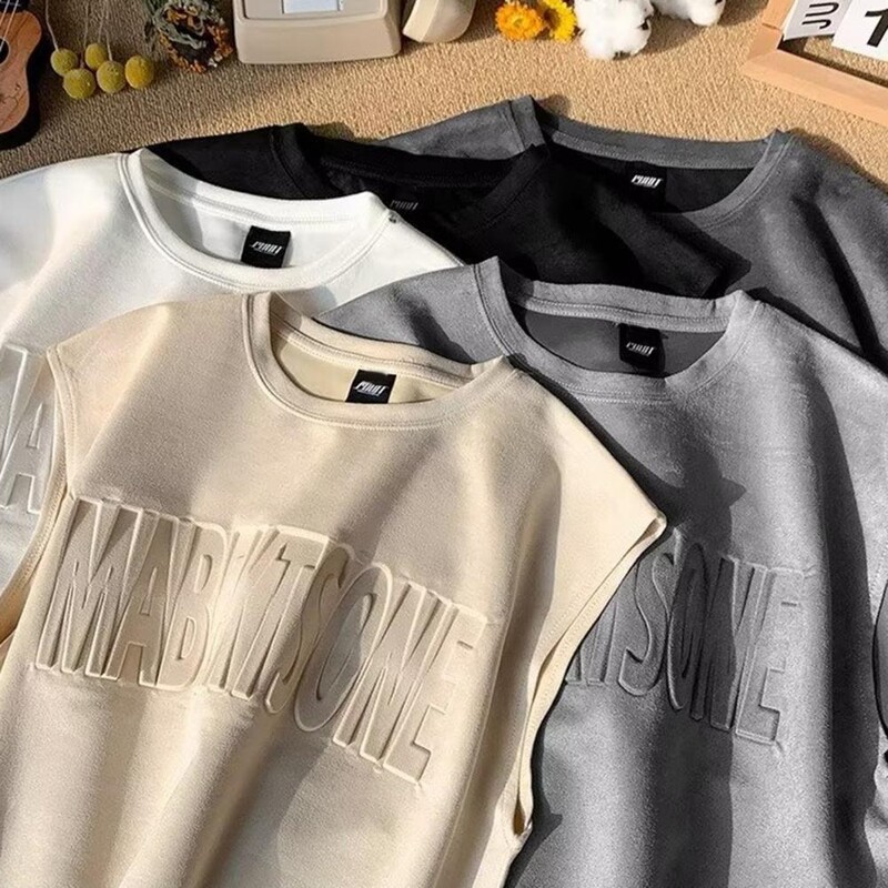 Smaga zamšādas veste vīriešu vasaras augstākās klases sajūta smuki skaists gadījuma brīvs sporta T-krekls vīriešu apģērbs bez piedurknēm