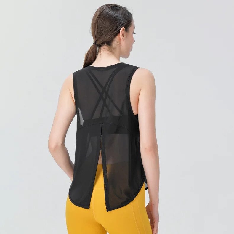 Vestă de yoga din plasă vopsită în cravată pentru femei Tricou fără mâneci cu uscare rapidă Accesoriu sportiv respirabil pentru femei Îmbrăcăminte de alergare pentru sală