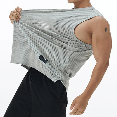Vīriešu brīva gadījuma sporta veste Basketbola Fitness Tīkla elpojošs T-krekls bez piedurknēm, skriešanas apakšas krekls Marathon Tank Top