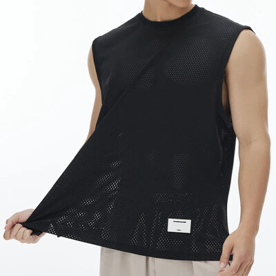 Vīriešu brīva gadījuma sporta veste Basketbola Fitness Tīkla elpojošs T-krekls bez piedurknēm, skriešanas apakšas krekls Marathon Tank Top