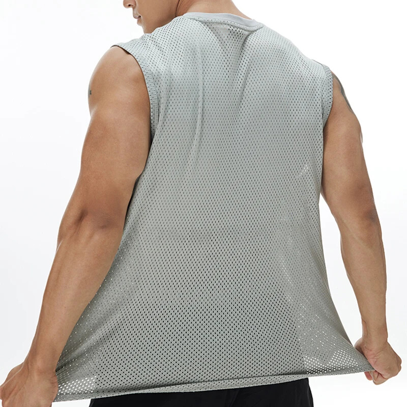 Vīriešu brīva gadījuma sporta veste Basketbola Fitness Tīkla elpojošs T-krekls bez piedurknēm, skriešanas apakšas krekls Marathon Tank Top