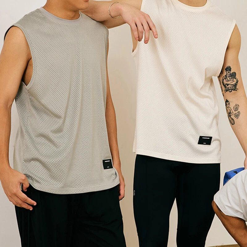Vīriešu brīva gadījuma sporta veste Basketbola Fitness Tīkla elpojošs T-krekls bez piedurknēm, skriešanas apakšas krekls Marathon Tank Top