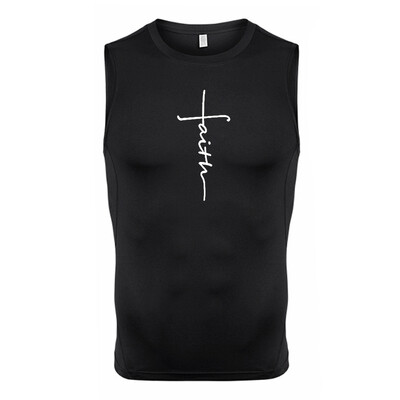 Krusta apdrukas kompresijas krekls bez piedurknēm vīriešiem Christian Athletic Ātri žūstoši topi Tīpas trenažieru zāle, treniņš, skriešanas vestu pamatnes