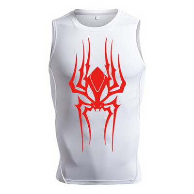 Cămașă de compresie fără mâneci cu grafic păianjen pentru bărbați, maiuri cu uscare rapidă pentru atletism de vară, antrenament de gimnastică, vestă de alergare, tricouri, strat de bază