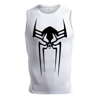 Cămașă de compresie fără mâneci cu grafic păianjen pentru bărbați, maiuri cu uscare rapidă pentru atletism de vară, antrenament de gimnastică, vestă de alergare, tricouri, strat de bază