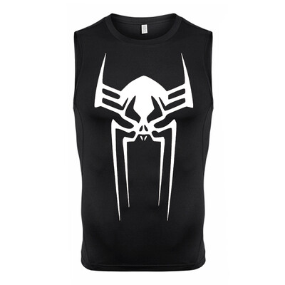 Cămașă de compresie fără mâneci cu grafic păianjen pentru bărbați, maiuri cu uscare rapidă pentru atletism de vară, antrenament de gimnastică, vestă de alergare, tricouri, strat de bază