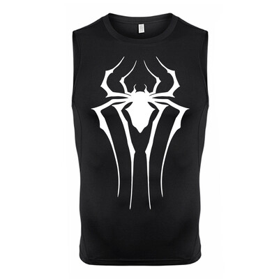 Cămașă de compresie fără mâneci cu grafic păianjen pentru bărbați, maiuri cu uscare rapidă pentru atletism de vară, antrenament de gimnastică, vestă de alergare, tricouri, strat de bază