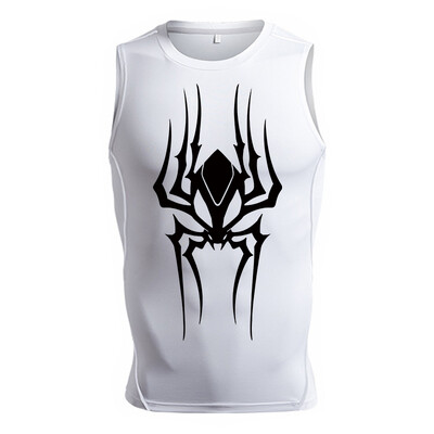 Cămașă de compresie fără mâneci cu grafic păianjen pentru bărbați, maiuri cu uscare rapidă pentru atletism de vară, antrenament de gimnastică, vestă de alergare, tricouri, strat de bază