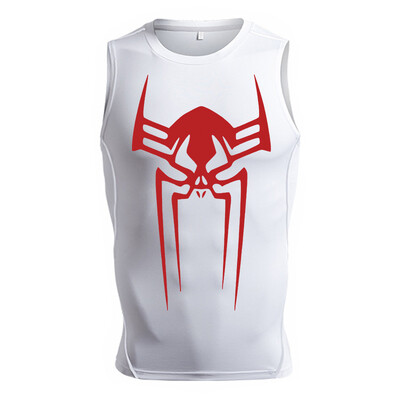 Cămașă de compresie fără mâneci cu grafic păianjen pentru bărbați, maiuri cu uscare rapidă pentru atletism de vară, antrenament de gimnastică, vestă de alergare, tricouri, strat de bază