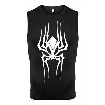 Cămașă de compresie fără mâneci cu grafic păianjen pentru bărbați, maiuri cu uscare rapidă pentru atletism de vară, antrenament de gimnastică, vestă de alergare, tricouri, strat de bază