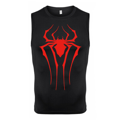 Cămașă de compresie fără mâneci cu grafic păianjen pentru bărbați, maiuri cu uscare rapidă pentru atletism de vară, antrenament de gimnastică, vestă de alergare, tricouri, strat de bază