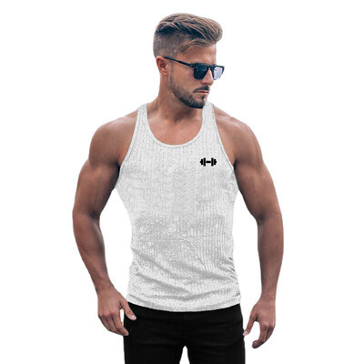 Vestă de alergare pentru bărbați, fără mâneci, de vară, tricotată cu dungi verticale, pentru fitness, sport, timp liber, subțire, pentru bărbați, cu uscare rapidă, pentru fitness, pentru gimnastică