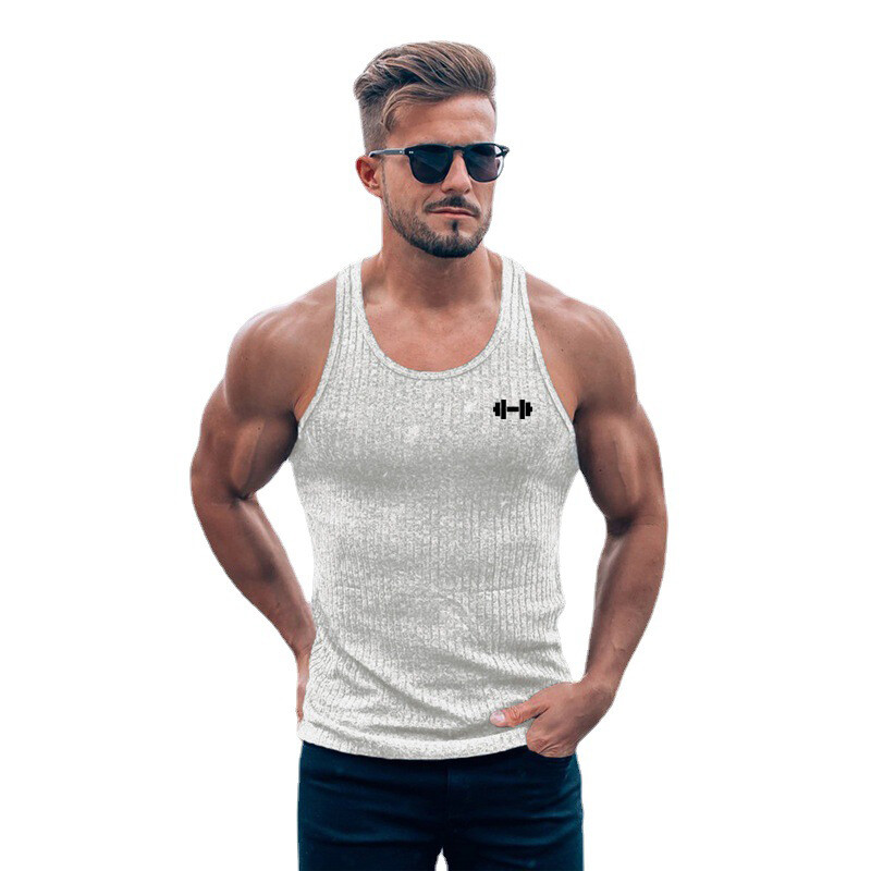 Vestă de alergare pentru bărbați, fără mâneci, de vară, tricotată cu dungi verticale, pentru fitness, sport, timp liber, subțire, pentru bărbați, cu uscare rapidă, pentru fitness, pentru gimnastică