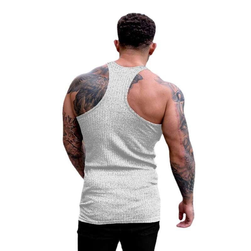 Vestă de alergare pentru bărbați, fără mâneci, de vară, tricotată cu dungi verticale, pentru fitness, sport, timp liber, subțire, pentru bărbați, cu uscare rapidă, pentru fitness, pentru gimnastică